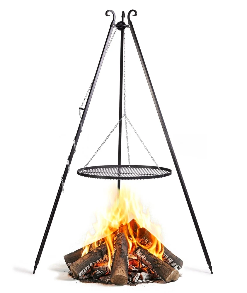 COOK KING 180 cm Tripod with Natural Steel Grate - Tripod Grills